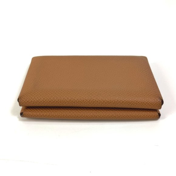 Hermes Wallet Coin Compartment coin purse Card Case Card Case Gold Brown Accessories